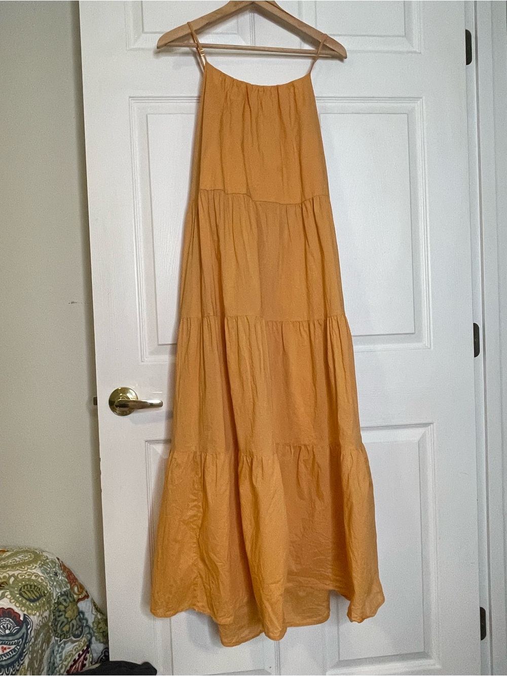 LOFT Beach Tiered Maxi Dress-Skirt in Golden Mustard, Boho, cottage,